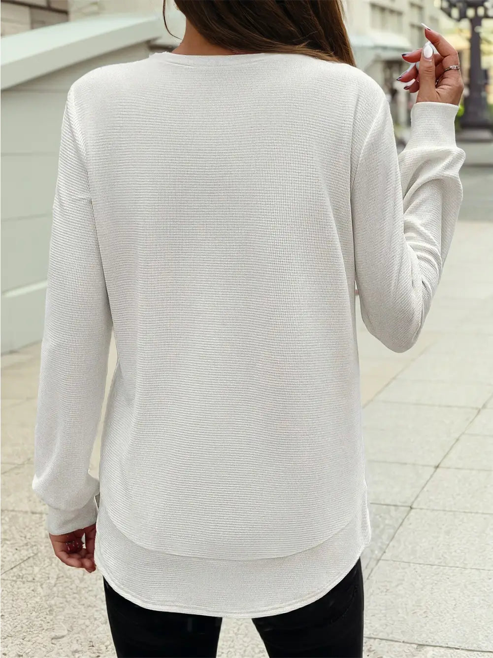 White Waffle Knit Top