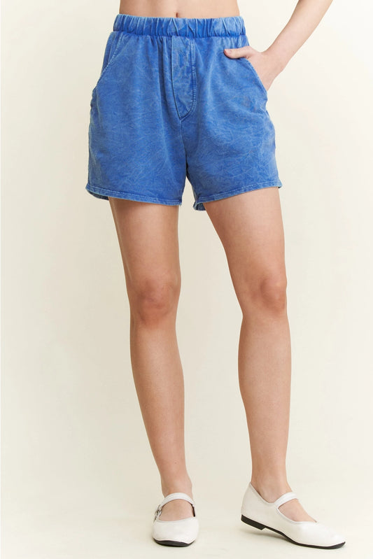 Cobalt Mineral Washed Casual Shorts