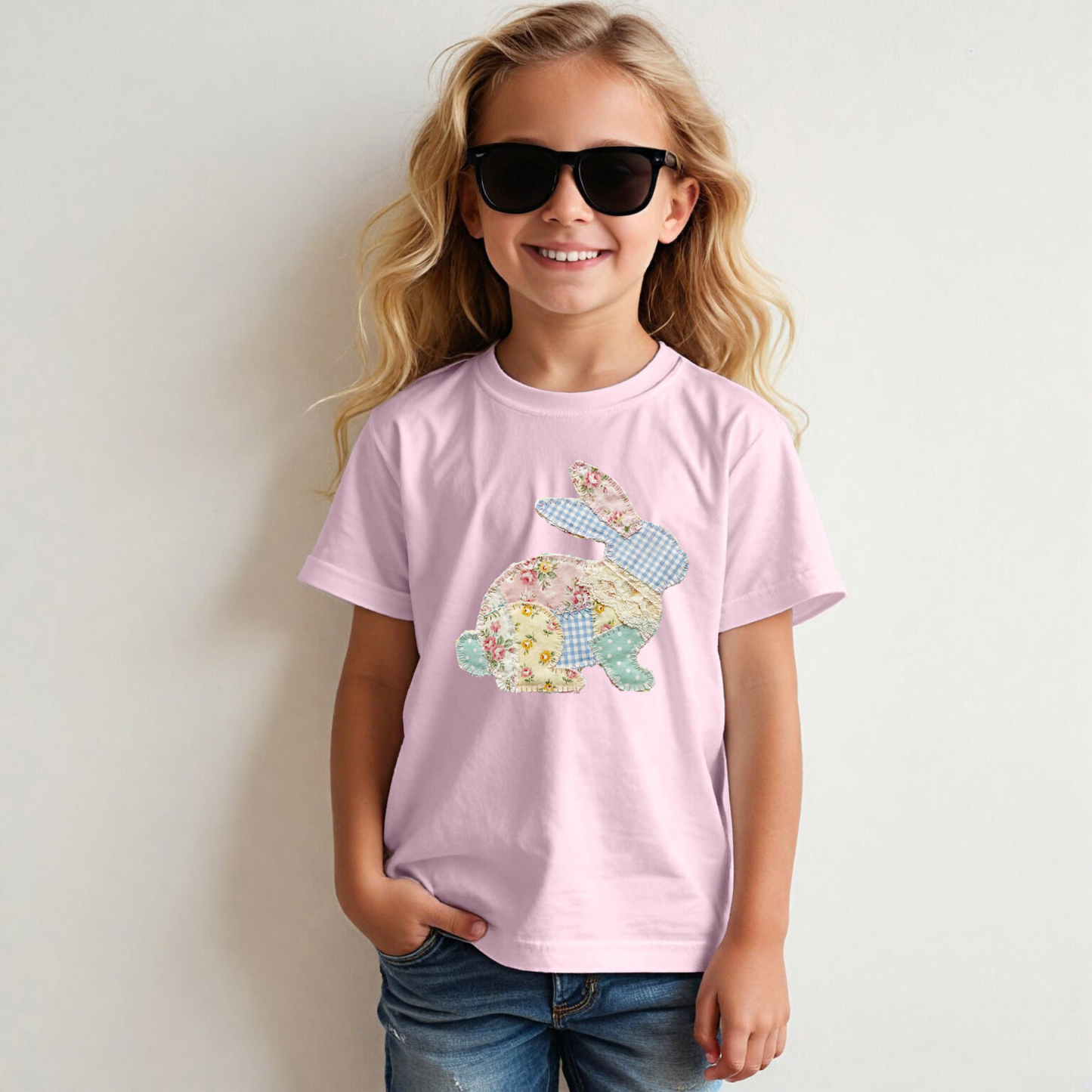 Youth Easter Faux Quilted Easter Bunny Sweatshirt or Tee
