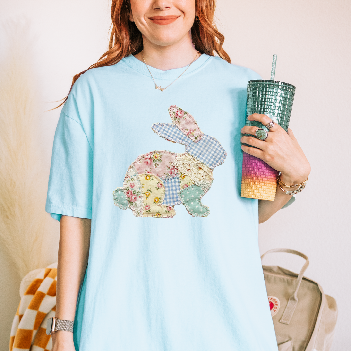 Faux Quilted Easter Bunny Sweatshirt or Tee