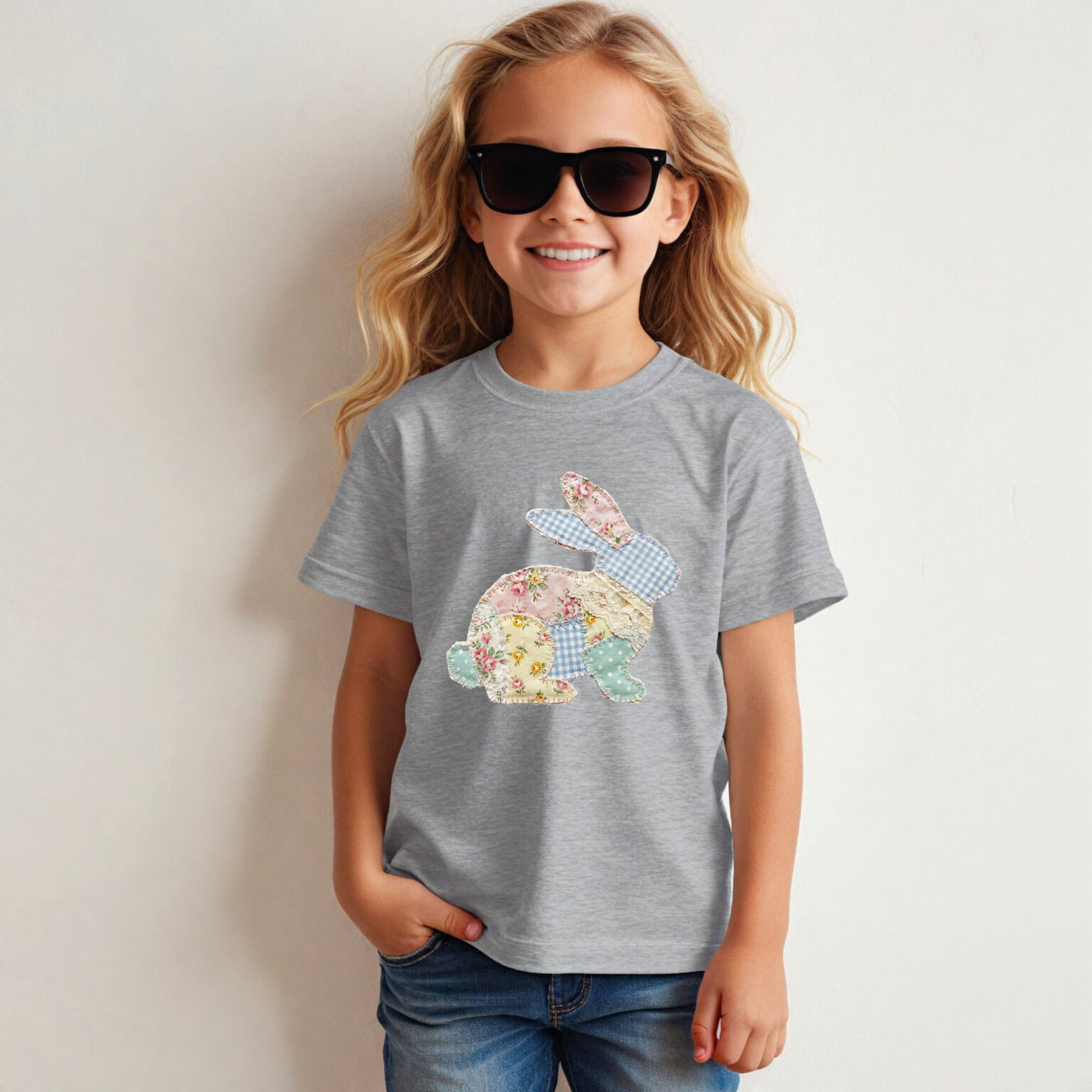 Youth Easter Faux Quilted Easter Bunny Sweatshirt or Tee