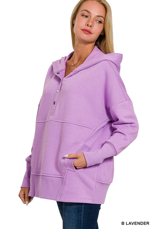 Lavender Half Button Hoodie