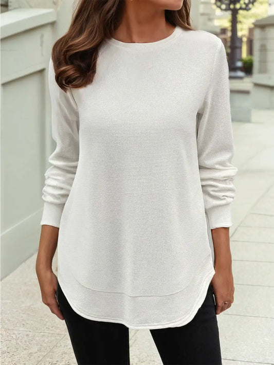 White Waffle Knit Top