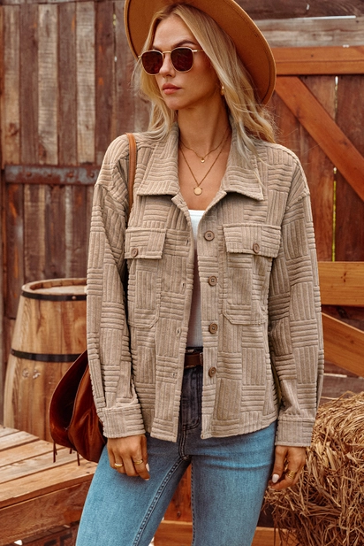 Textured Chest Pocket Button-Up Shacket