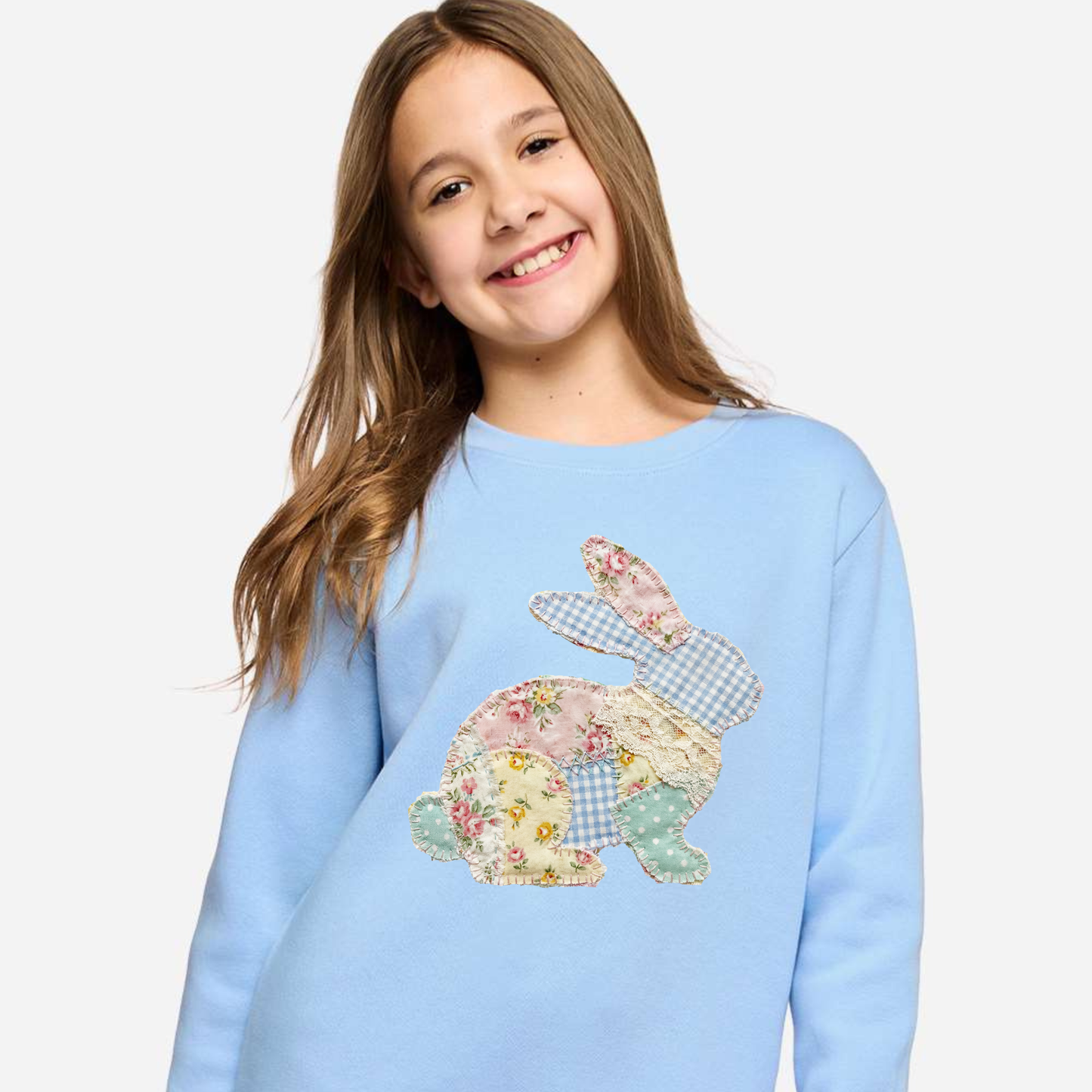 Youth Easter Faux Quilted Easter Bunny Sweatshirt or Tee