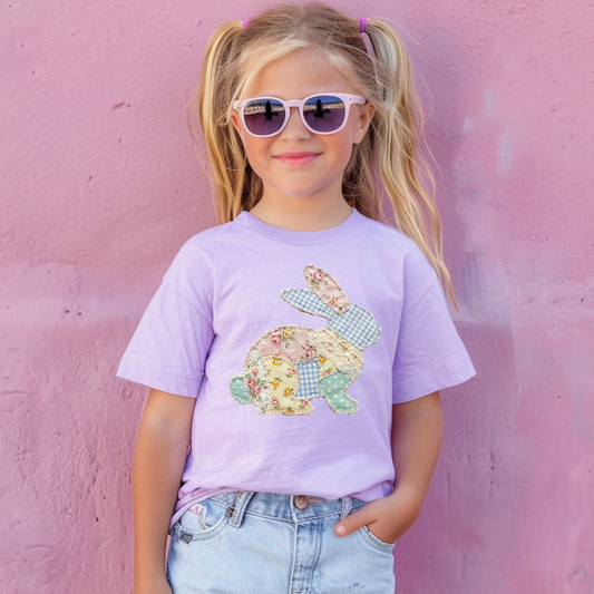 Youth Easter Faux Quilted Easter Bunny Sweatshirt or Tee